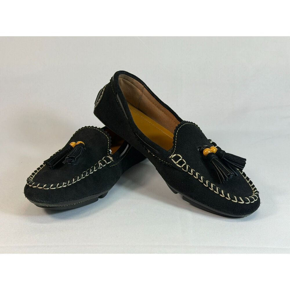 Donald Pliner Rebina Women Suede Driving Moccasins Loafer Black 7 Tassel Preppy